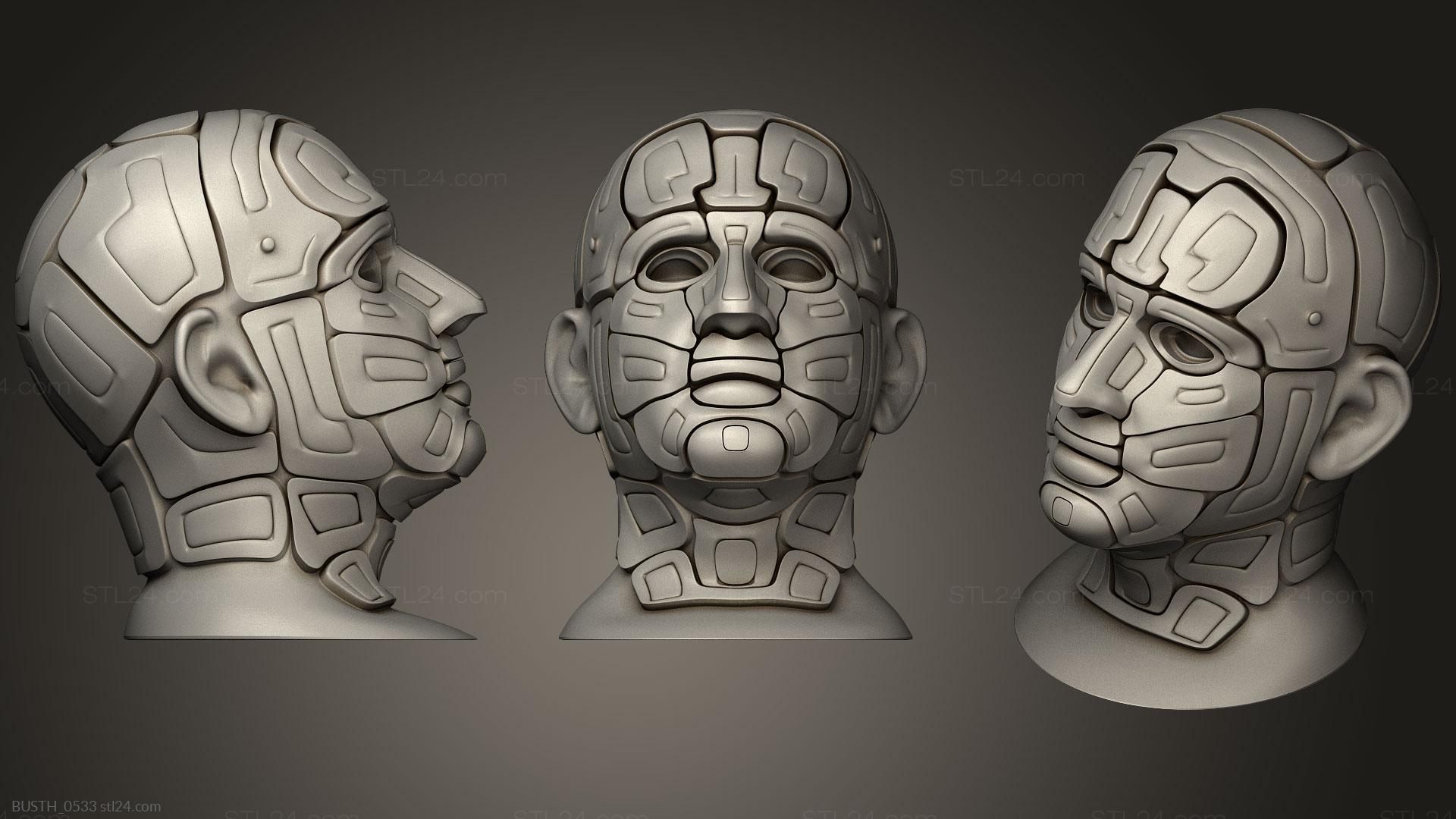 Бюсты монстры и герои (Голова киборга, BUSTH_0533) 3D модель для ЧПУ станка